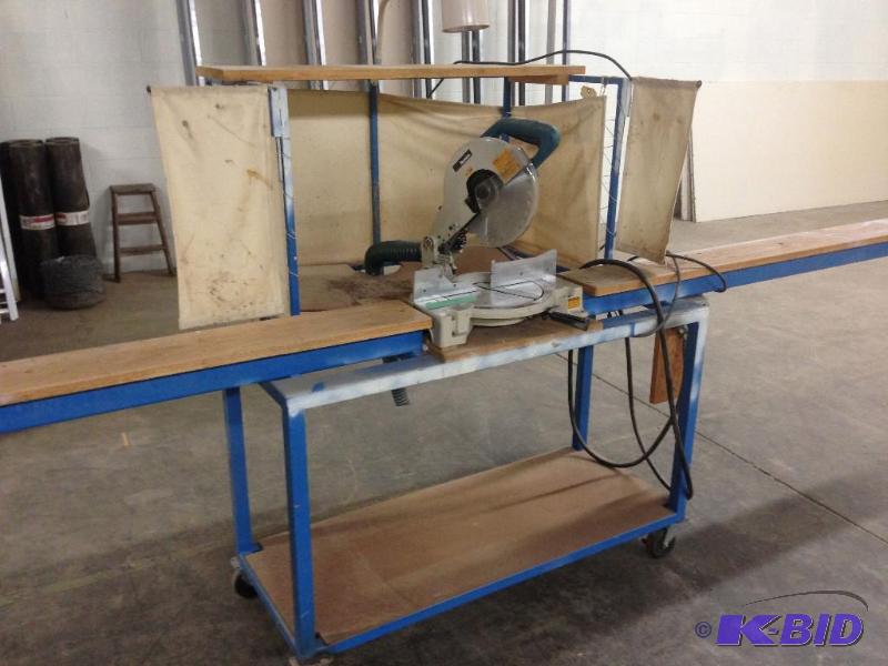 lot 6 image: 10 Makita Mitre Saw on Custom Mobile Stand