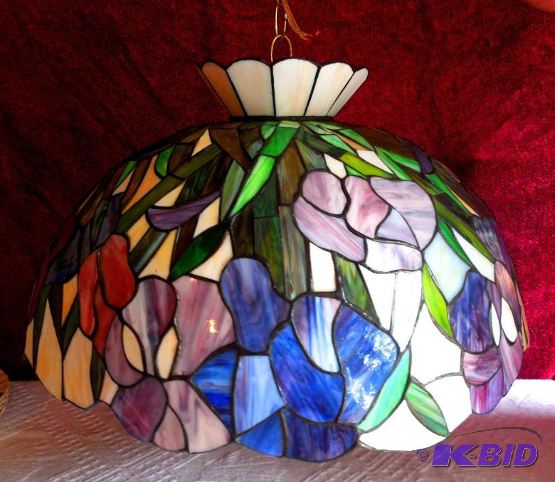 WOW Vintage 22 Tiffany Style Real Glass (SlagMarble) Hanging Lamp