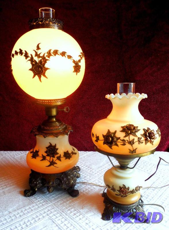 WOW 2 Magnificent Matching Gone With The Wind Hurricane 3 Way Lamps