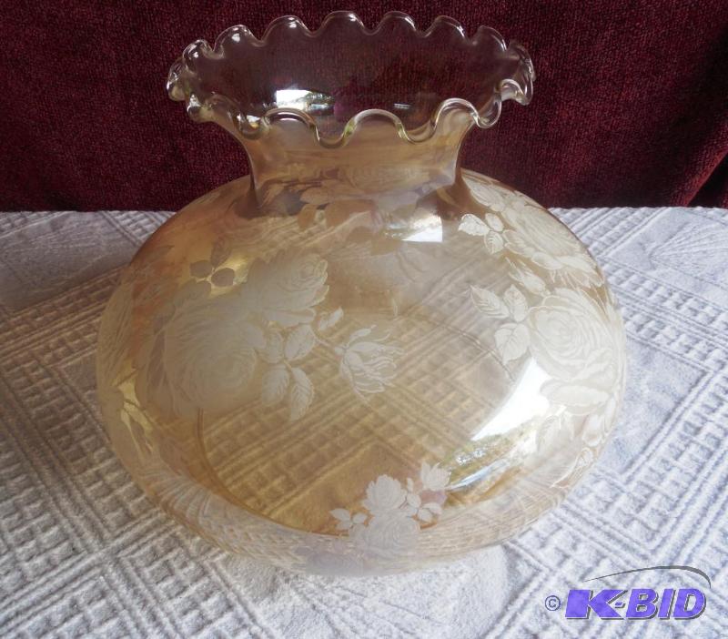 Large Hurricane Iridescent Lamp Shade White Roses
