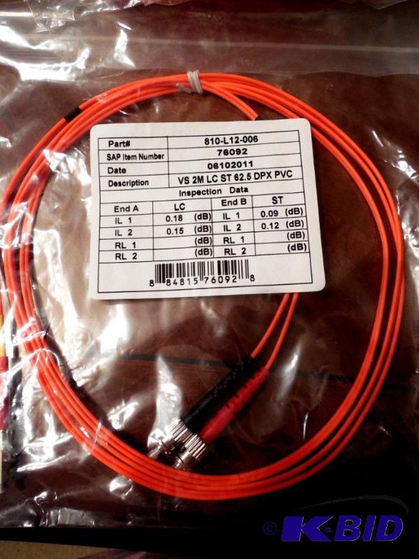Lot of 10 NEW Quiktron LC to ST MM Duplex 62.5 Fiber Optic Jumper Cable, 2m 810-L12-006