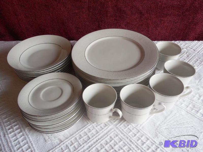 29 pc Fine China White on White Dinnerware