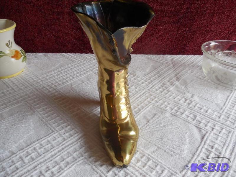Vintage Victorian Boot Solid Brass Decorative Planter or Vase