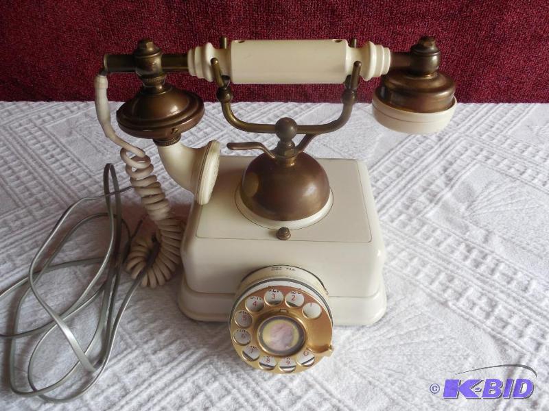 Vtg French Victorian Cream Cameo Brass Rotary Cradle Phone - Works