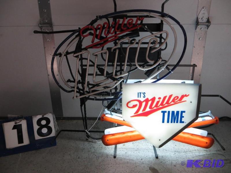 Miller Lite. Its Miller Time Baseball Neon S...