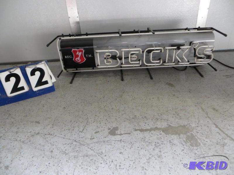 Becks Neon Sign. Does not light. For repair....