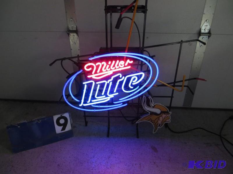 Miller Lite Vikings Neon Sign. Partially ligh...