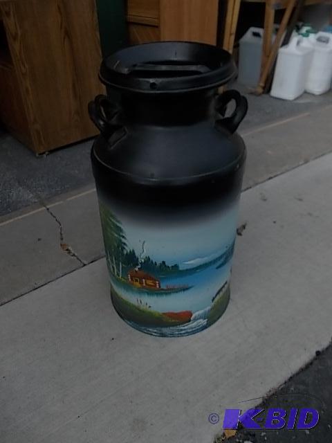 lot 103 image: Painted Milk Can With Lid...