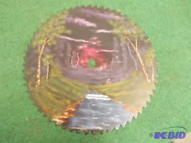 lot 19 image: 22 Inch Hand Painted Saw Blade...