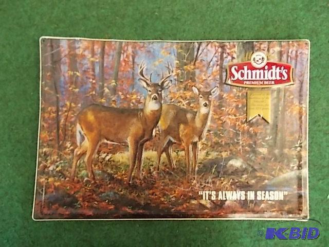 lot 41 image: Tin Schmidts Beer Sign 12&nbspx18...