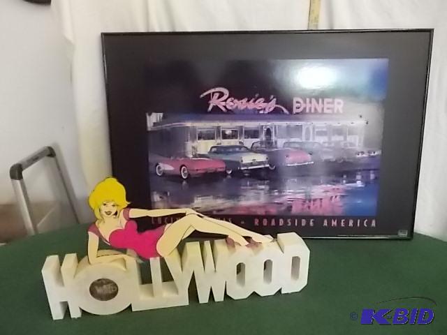 lot 42 image: Roses Diner Picture & Hollywood Clock...