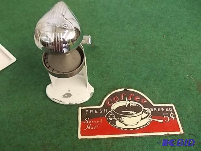 lot 43 image: Vintage Juicer & Tin Coffee Sign...