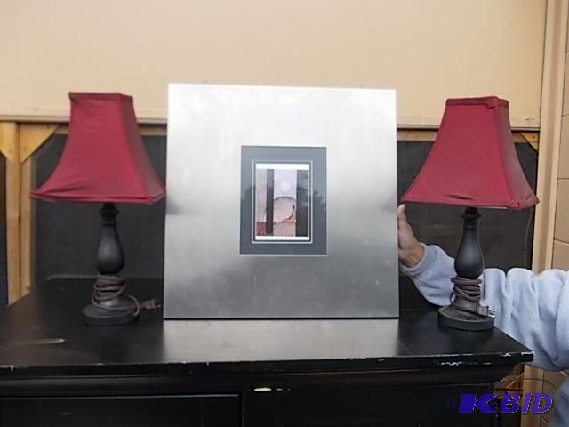 lot 54 image: Pair Of Lamps & Picture 22 x 22...