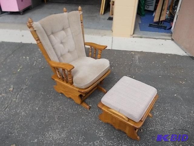 solid oak glider rocker chair