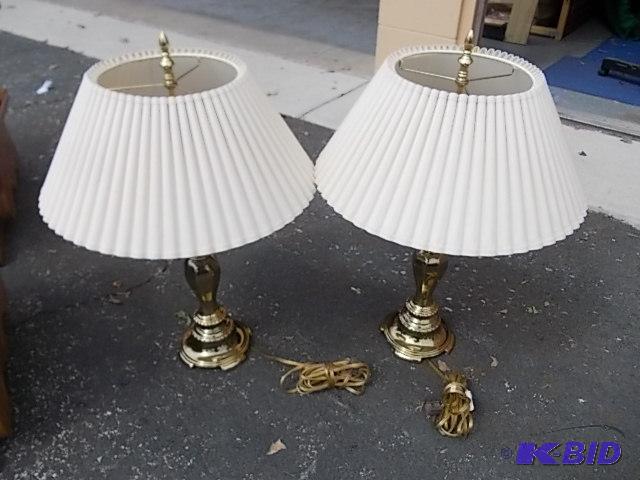 lot 65 image: 2 Brass Lamps 62 Inches Tall ...