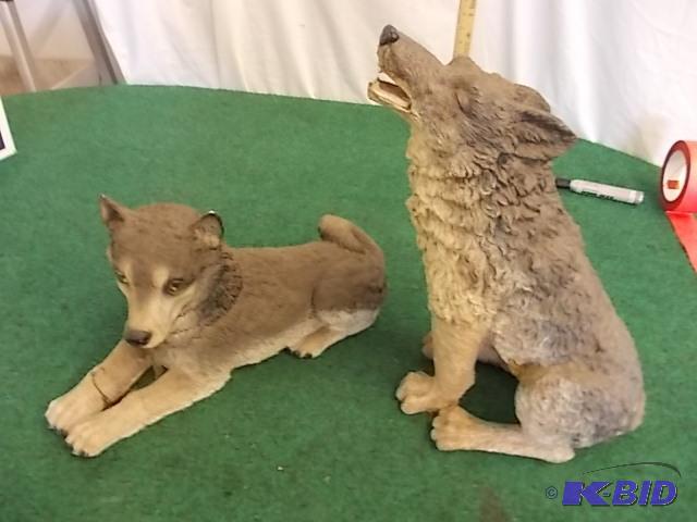 lot 7 image: 2 Large Wolf Figures...