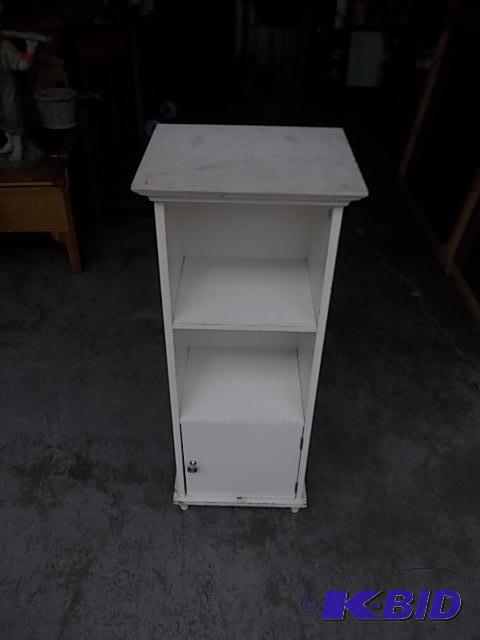 lot 72 image: White  Shelf With Door Storage Cabinet...