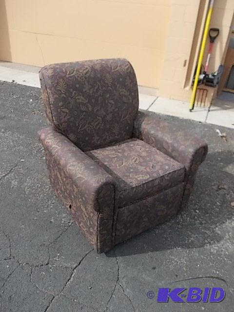 lot 93 image: Plum Floral Chair (Supposed To Recline But Ha...