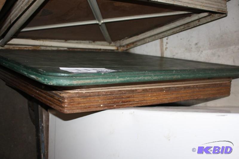 lot 111 image: Box lot of (3) card tables 33&quotsq.(1), 3...