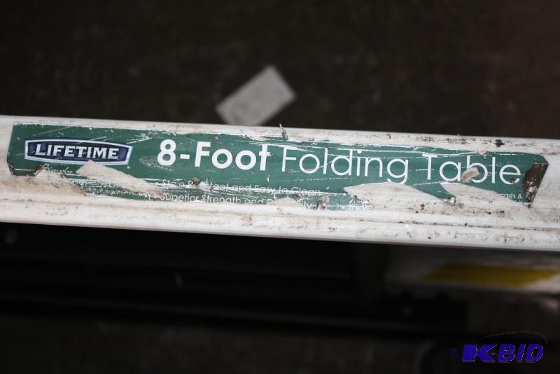 lot 114 image: Lifetime 8-foot Folding Table, plastic top, m...