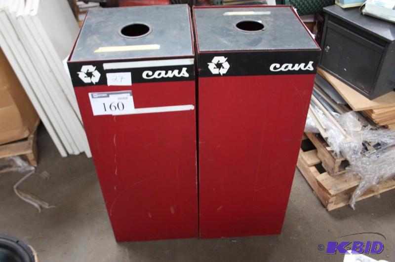 lot 160 image: Lot of (2) recycling bins red plastic....