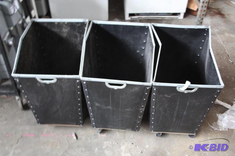 lot 174 image: Lot of (3) plastic bins on wheels....