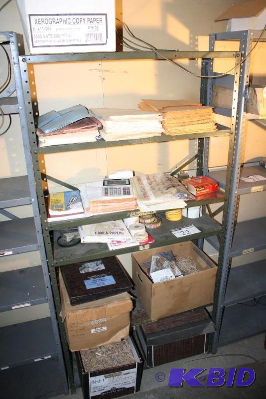 lot 22 image: Gray shelf six adjustable shelves. 36" ...