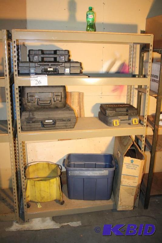 lot 26 image: Gray shelf four adjustable shelves. 48"...