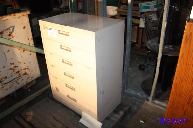 lot 274 image: Six-drawer metal filing cabinet 18&quotx30&...