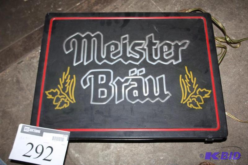 lot 292 image: Meister Brau electric beer sign. 15" x 2...