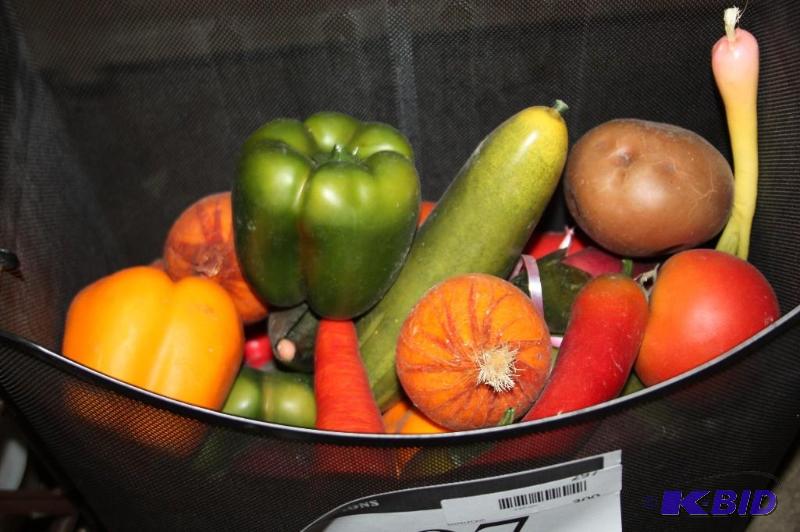lot 297 image: Bin of assorted plastic vegetables.  ...