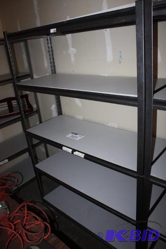lot 305 image: Metal shelf unit five shelves with inserts. ...