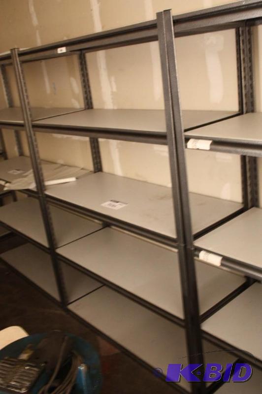 lot 306 image: Metal shelf unit five shelves with inserts. ...