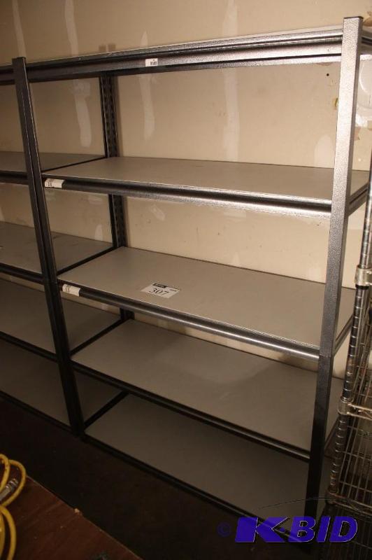 lot 307 image: Metal shelf unit five shelves with inserts. ...