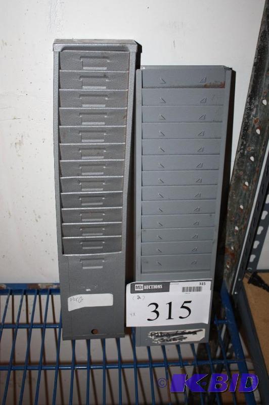 lot 315 image: Lot of (2) metal timecard holders each holds...