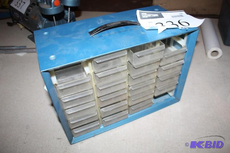 lot 336 image: Blue storage container with individual compar...