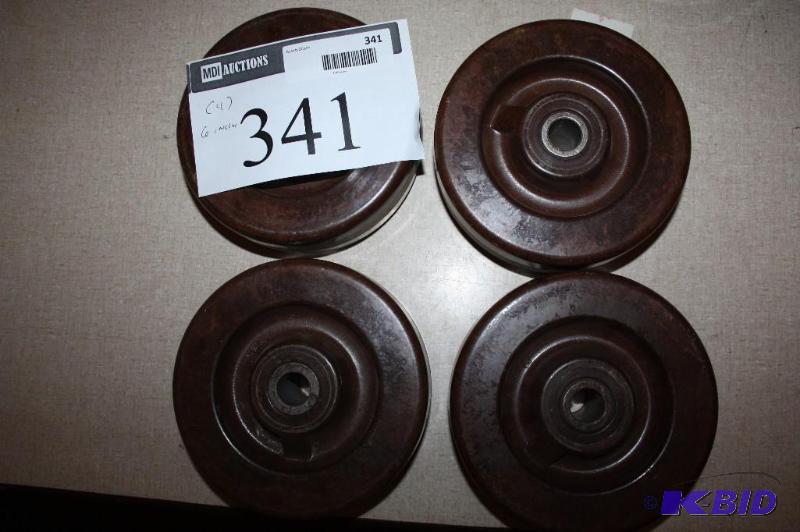 lot 341 image: Lot of (4) wooden wheels 3-layered compresse...