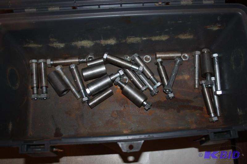 lot 343 image: Bin of metal screws, nuts, and tubes miscell...