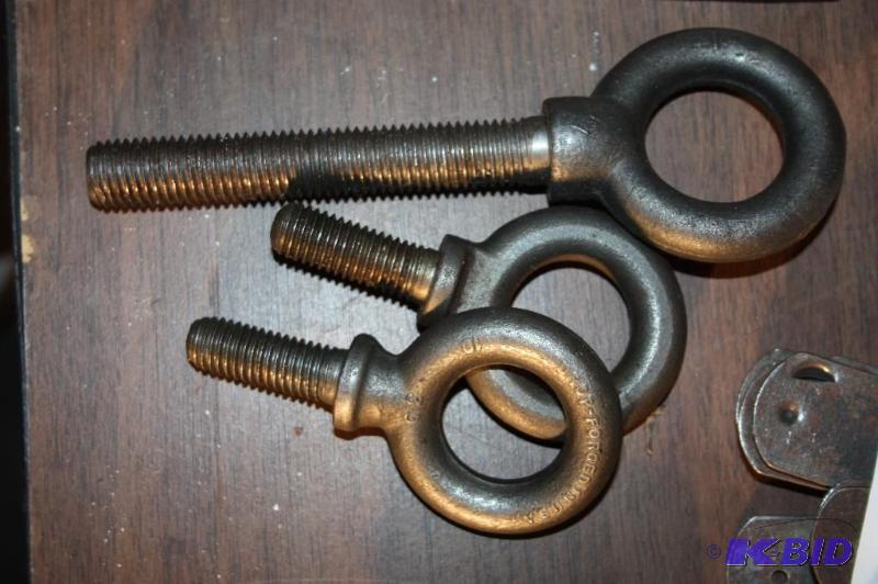 lot 373 image: Lot of (3) metal bolts with eyelets....