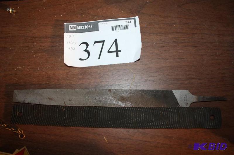 lot 374 image: Lot of (2) metal files. 13 12". 14 12&...