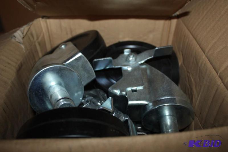 lot 377 image: Lot of (4) plastic wheels with metal attachme...