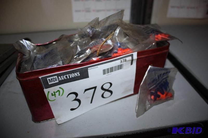 lot 378 image: Lot of (47) foam earplugs. Includes container...