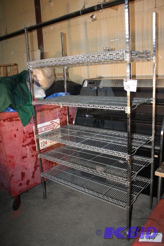 lot 38 image: Metal shelf 5 adjustable shelves. 48" x...