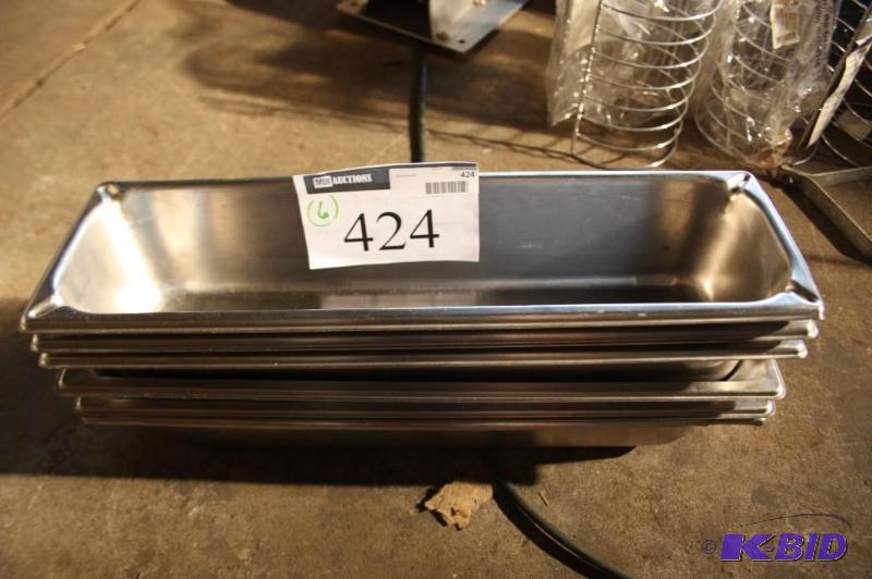 lot 424 image: Lot of (6) stainless steel steamer trays....