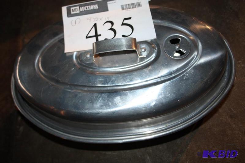 lot 435 image: Vented metal serving dish with lid and stand....
