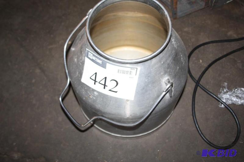 lot 442 image: Metal milk jug with handle....
