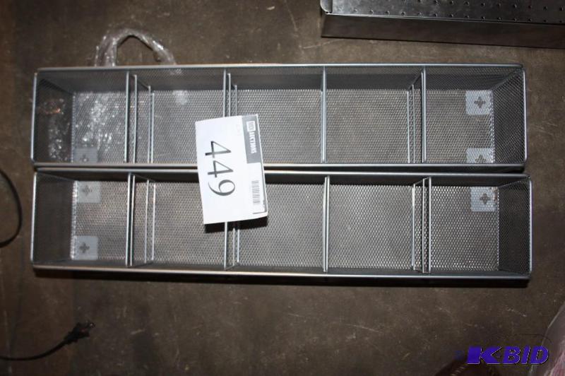 lot 449 image: Lot of (2) metal hanging shelves with divider...