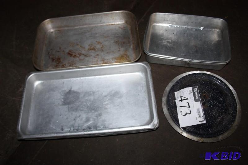 lot 473 image: Lot of (9) items stainless steel baking pans...
