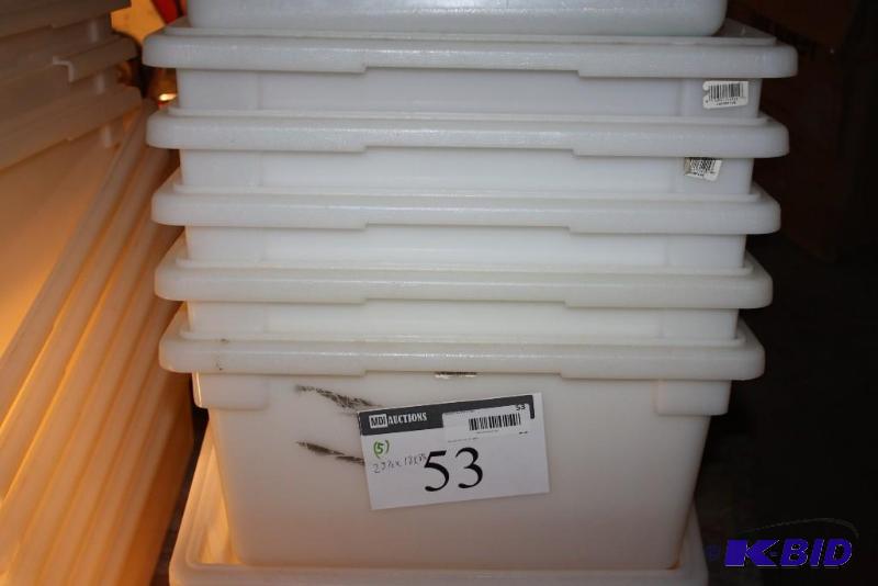 lot 53 image: Lot of (5) plastic bins. 25 12" x 18&qu...