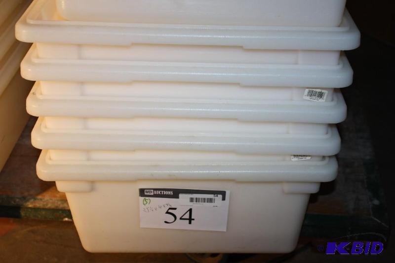 lot 54 image: Lot of (5) plastic bins. 25 12" x 18&qu...